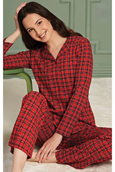 İpek Women's Long Sleeve Buttoned Front Pajamas Set
