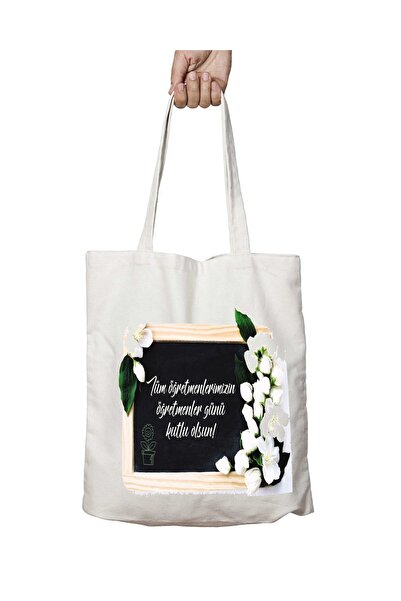ART HEDİYE All Our Teachers' Two-Sided Washable School Beach Shoulder Tote Bag