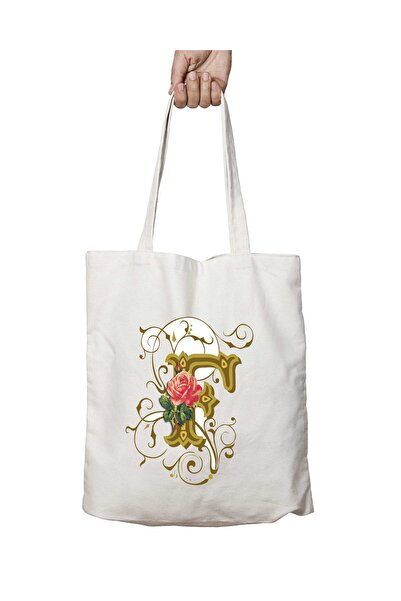 ART HEDİYE Літера F Символ - Двостороння міцна та пральна сумка з плечовою ля...