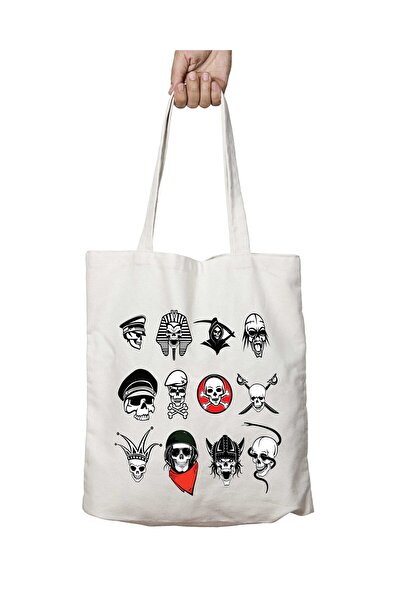 ART HEDİYE قبعة قرصان جمجمة - حقيبة كتف ثابتة وقابلة للغسل على الجانبين