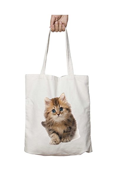 ART HEDİYE Cat Kitten - Διπλή υφασμάτινη τσάντα ώμου που διαρκεί και πλένεται