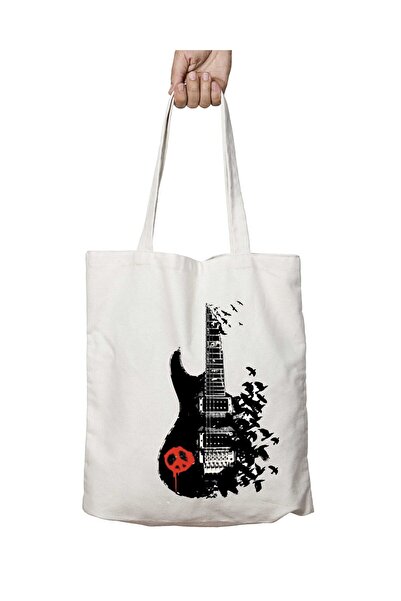 ART HEDİYE Peace Guitar Двосторонній - Пральний плечовий полотняний рюкзак