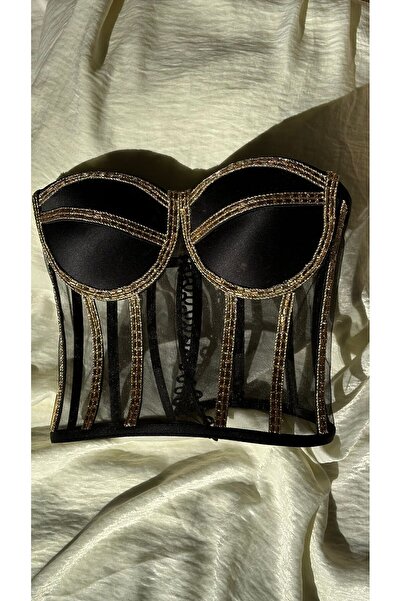 LALE Taş Detaylı Bağlamalı Büstiyer