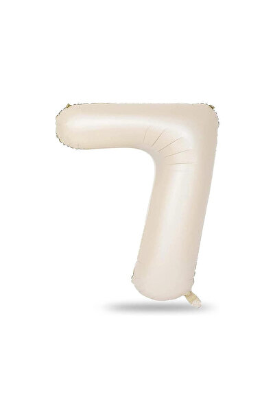 Öz-bal "34 İnç 76 CM Krem Renk Folyo Rakam Balon - Büyük Boy Metalik Krem Rak...