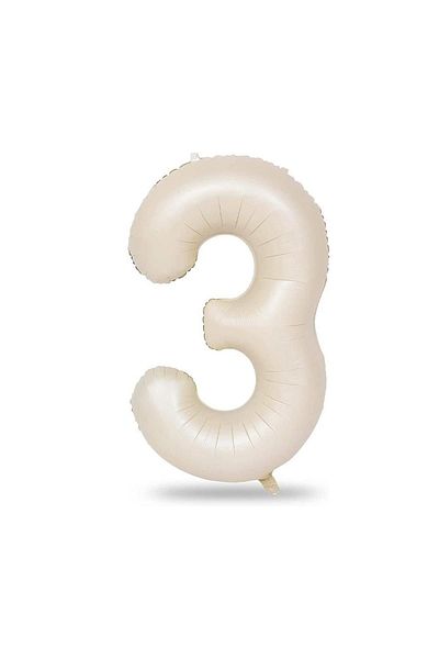Öz-bal 3 Years Old Cream 34 Inch 76 cm Cream Color Foil Number Balloon - Large Size Cream Number Balloon, Stylish Cream Color