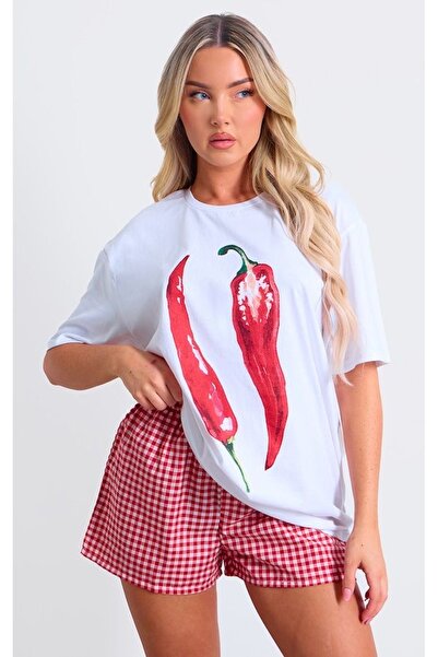 Jose Clothing تي شيرت كبير الحجم من القطن العضوي - بأكمام قصيرة وطباعة