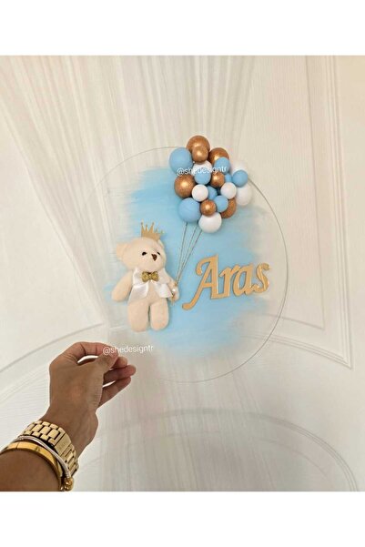 s'he design ERKEK BEBEK İSMİNE ÖZEL HAZIRLANAN BÜYÜK BOY PLEKSİ KAPI SÜSÜ