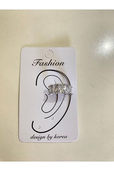 ANGELSS JEWELLERY Gold Silver Baguette Stone Cartilage Steel Earrings