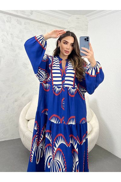 PREMİER VİE Viscose Hijab Pleated Crew Neck Dress