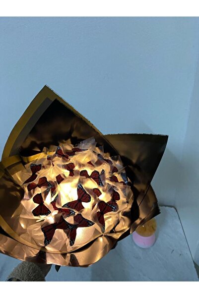 Redblue ışıklı kırmızı kelebek buketi