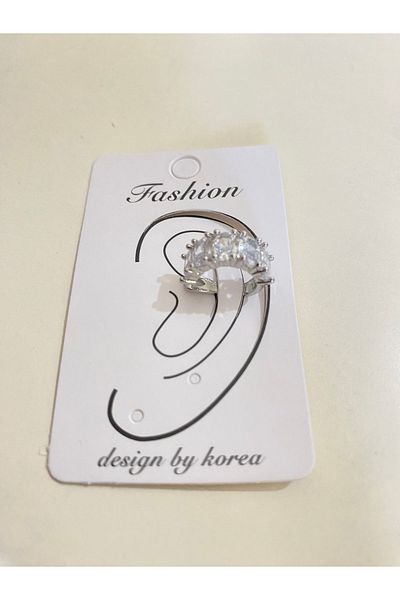 ANGELSS JEWELLERY Gold Silver Baguette Stone Cartilage Steel Earrings