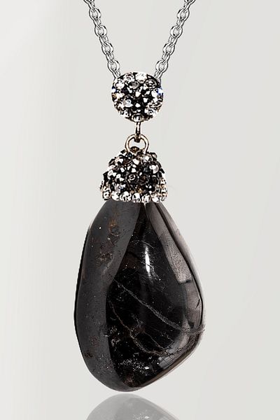 Tesbih Atölyesi Certified Black Tourmaline and Zircon Stone Drummed Necklace