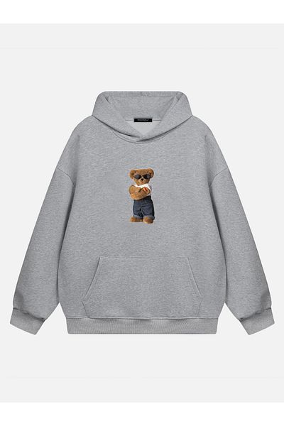 Mad&Calf Φούτερ με στάμπα Teddy Bear Unisex Oversize με κουκούλα Fleece