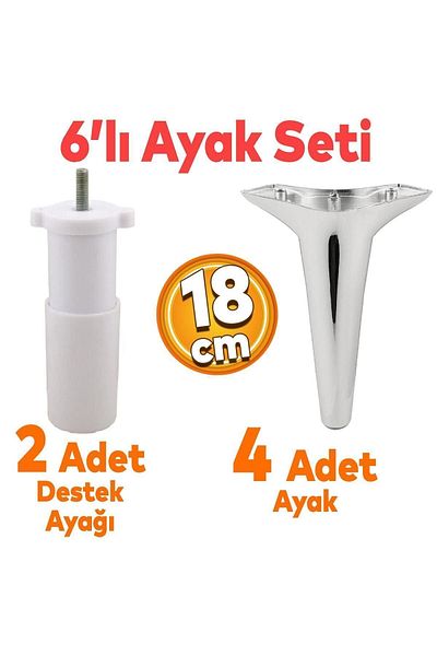 Badem10 Set Aspen de 6 - Unitate TV cromată M8 de 18 cm cu canapea, canapea, consolă și suport pentru picioare