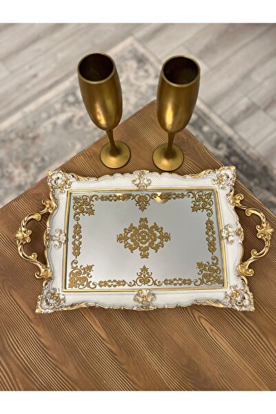NARART Stylish Classic Carved Mirrored Gift Engagement Presentation Tray