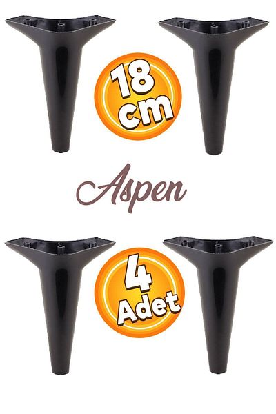 Badem10 Aspen Mobilier de lux Canapea Fotoliu Unitate TV Consolă Picior Picioare 18 Cm Picior Negru (4 BUC.)