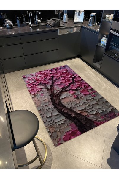 Rugs Modern Halı Covor decorativ cu bază țesută, cu model de copac de sakura,...