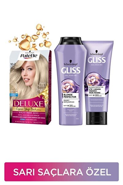 Gliss Sarı Saçlara Özel Bakım Seti Palette Deluxe Saç Boyası 10-2 Platin Sarı...
