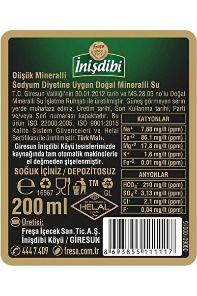 FREŞA Freşa Inişdibi Maden Suyu 200 ml x 2 Koli (48 Adet)