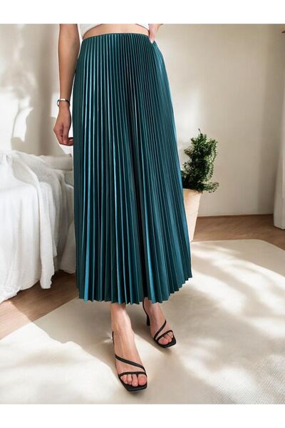 Moda İkra Pleated Women's Skirt - Elastic Waist