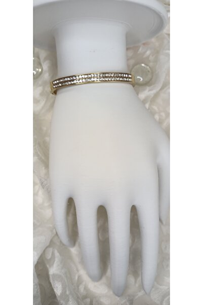 LİLLY AND MOLLY JEWELERY ÇİFT SIRA ZİRKON TAŞLI ÇELİK KELEPÇE