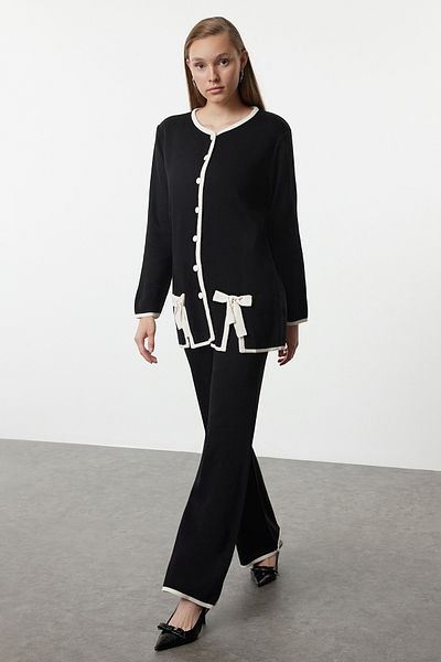 Trendyol Modest Black Knitwear Bow Set - Lower & Upper Tctaw25Us00068