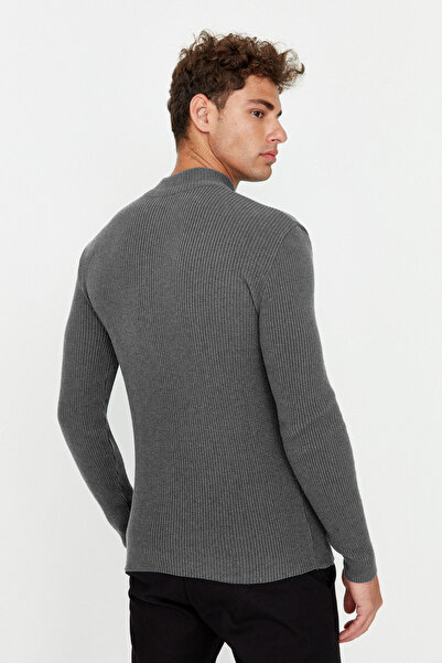 Trendyol Collection Светр-пуловер з бавовняної напівводолазки TMNAW20KZ1034 з димчастим принтом