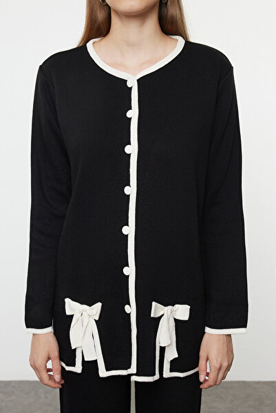 Trendyol Modest Sada mašlí z černého úpletu - spodní a horní Tctaw25Us00068