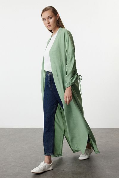 Trendyol Modest Tkaná khaki čepice – sbíraný rukáv, Ferace a Abaya, Tctaw25kf00016