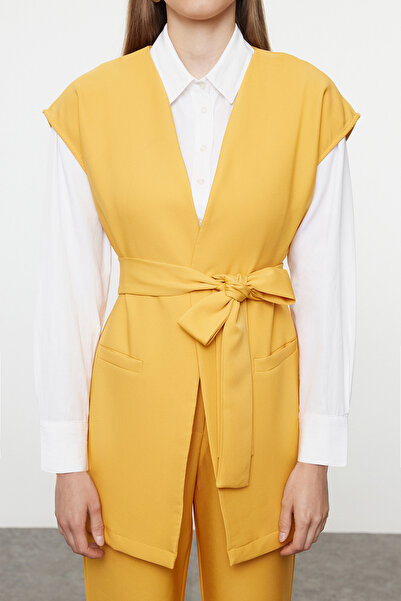 Trendyol Modest Mustár krepp szőtt készlet - alsó és felső készlet TCTAW25US00102