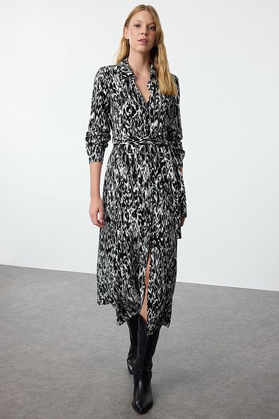 Trendyol Collection Viskóz midi ingruha - többszínű és öves, Twoaw25el00436