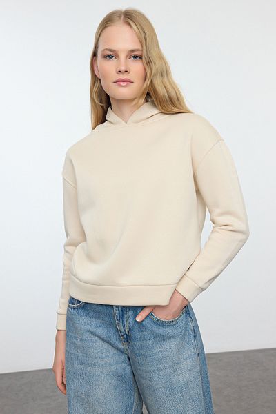 Trendyol Collection Základní pletená fleecová mikina s kapucí – Regular Fit, silná vnitřní TWOAW23SW00004