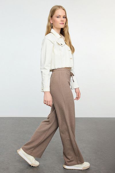 Trendyol Collection Mink színű széles szárú bordás nadrág - TWOAW25PL00017