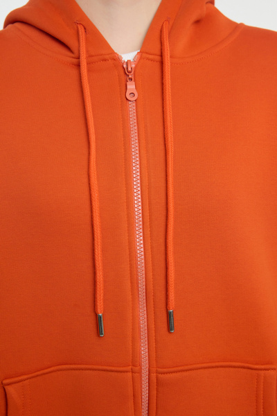 Trendyol Collection Brick Colored Hooded Oversize Zippered Fleece SWeatshirt - TWOAW21sw0840