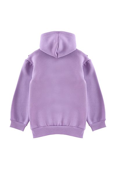 TRENDYOLKIDS Fliederfarbene Mädchen-Strickjacke aus Baumwolle mit Rüschen und Kapuze TKDAW25HI00004