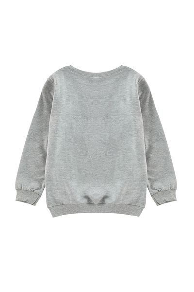 TRENDYOLKIDS Pamut szürke melange szlogen pulóver - TKDAW25SW00013