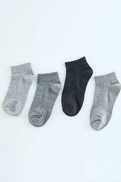 Trendyol Collection Unisex šedá Melange 4dílná sada bavlněných ponožek - Tmnaw25Co00023