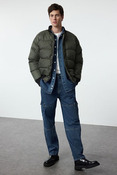 Trendyol Collection Kurtka zimowa khaki – regularny krój, gumowe detale TMNAW25MO00016