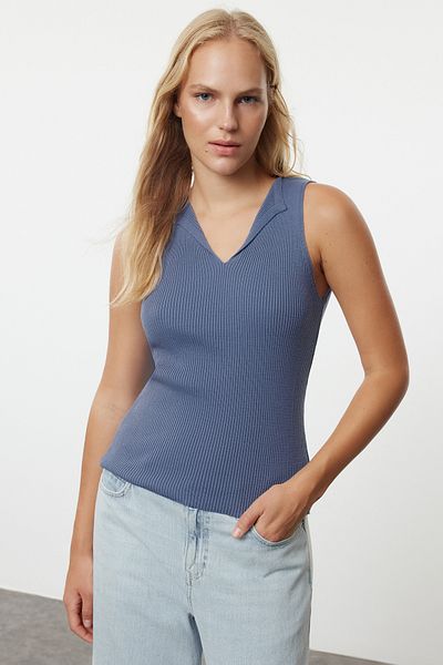 Trendyol Collection Sötétkék dupla mintás kötöttáru kardigán - TWOAW25HI00153