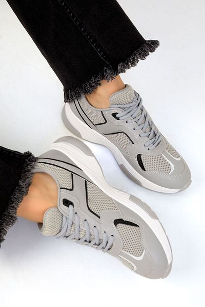 SOHO Damen Sneakers Grau-Weiß 19505
