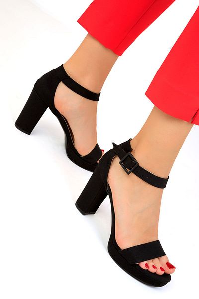 SOHO Matte Satin Women's Classic Heeled Shoes - Black 19512