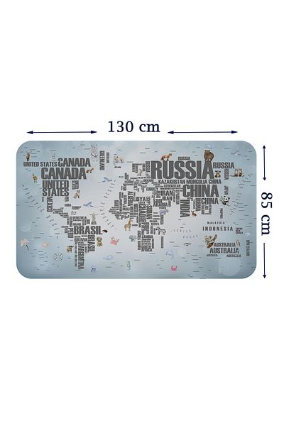 Dropcek eticaret Educational World Map Kids and Baby Room Wall Sticker - with Country Name, 85x130cm, 3823