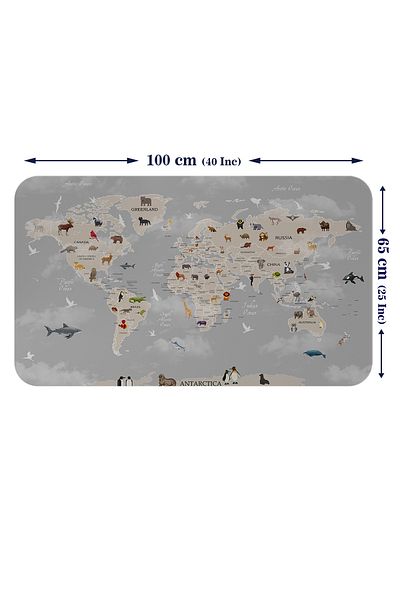 Dropcek eticaret Educational World Map World Atlas Children's and Baby's Room Wall Sticker - 60x105-3793
