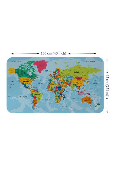 Dropcek eticaret Turkish Educational World Map Wall Sticker - Country and Capital Ocean Detailed, 60x105-3870