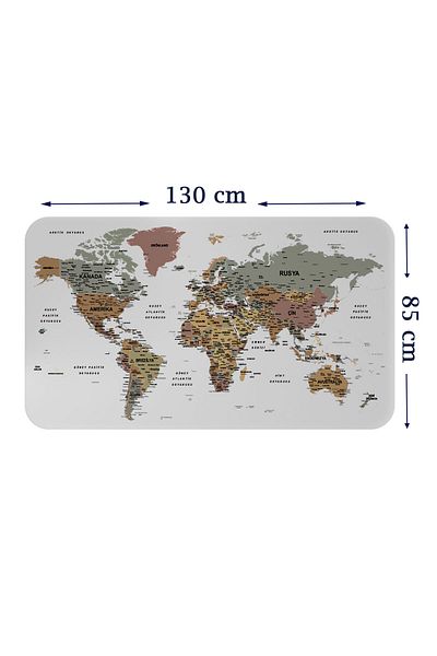 Dropcek eticaret World Map Detailed Turkish Educational Wall Sticker - 85x130-3852