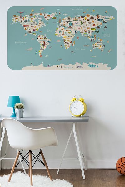 Dropcek eticaret Educational World Map World Atlas Children's and Baby's Room Wall Sticker-85x130-3786
