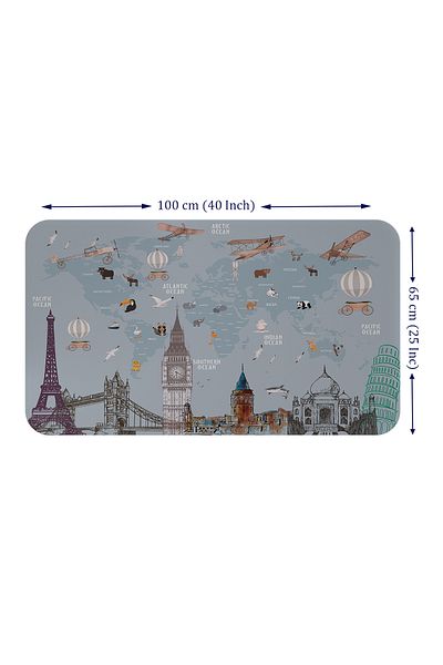 Dropcek eticaret Educational World Map World Atlas Children's and Baby's Room Wall Sticker -60x105-3820