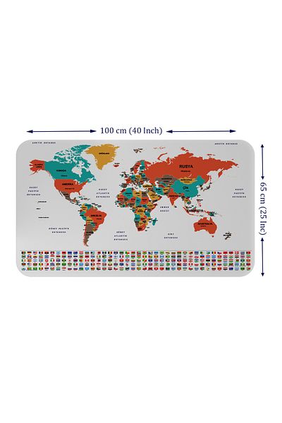 Dropcek eticaret World and Turkey Map - Children's Room Wall Sticker 60x105-3886