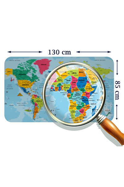 Dropcek eticaret World and Turkey Map Children's Room Wall Sticker - Educational and Instructional, 85x130cm - 3882