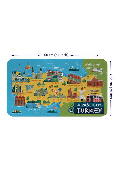 Dropcek eticaret Educational and Instructional Children's Room Turkey Map Wall Sticker - 60x105-3871
